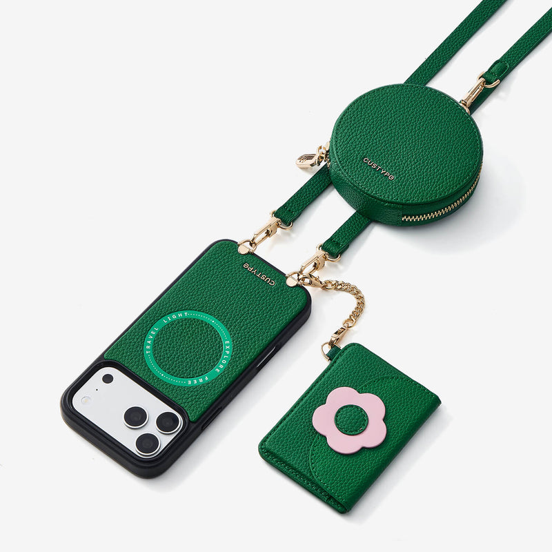 Bloom Pal- Leather Crossbody Phone Case with Slim Wallet-Mobile Phone Cases-Custype