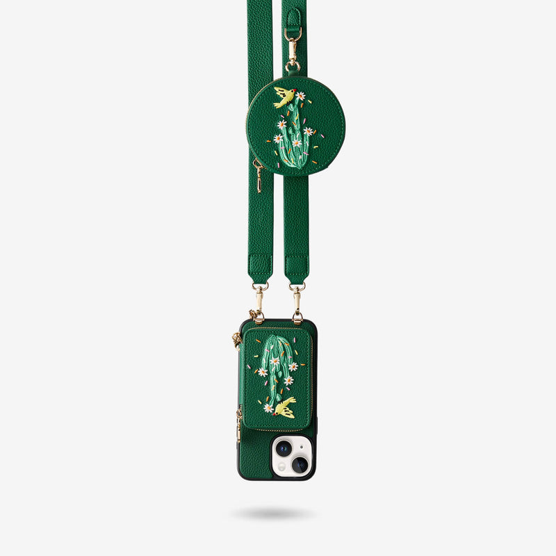 embroidery crossbody phone case With Card Holder