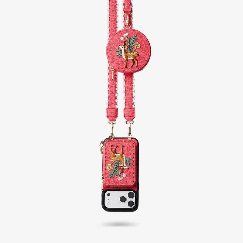 Embroidery Art- iPhone Wallet Case with Adjustable Crossbody Strap