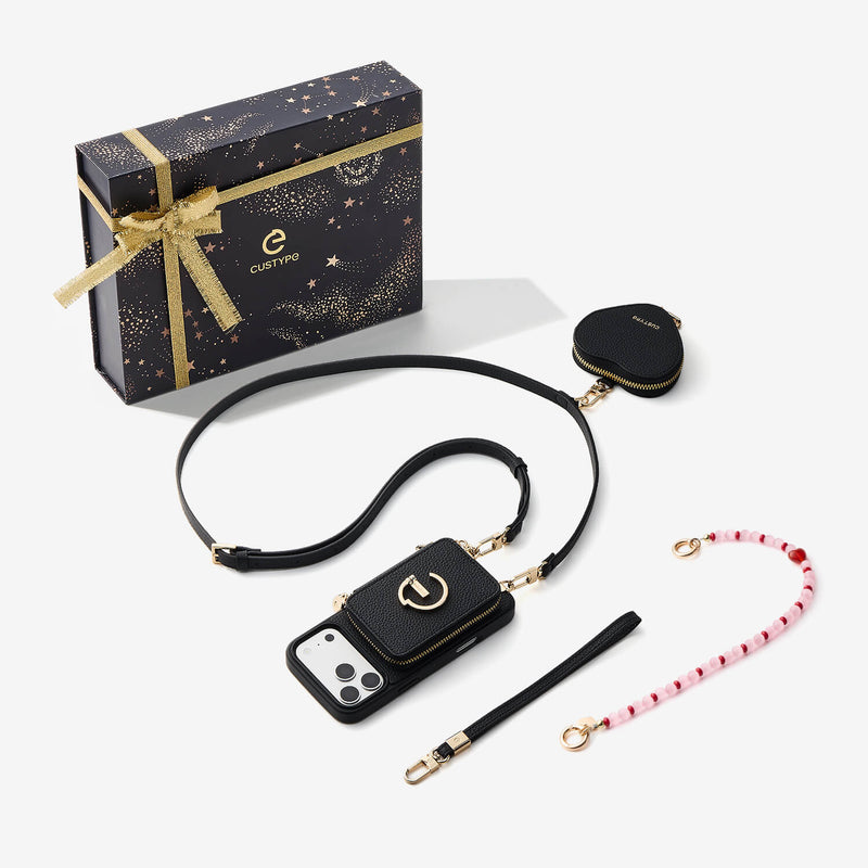 Starlight Gift Box- Morandi iPhone Case with Heart Airpods Pouch & Webbing Strap-Custype