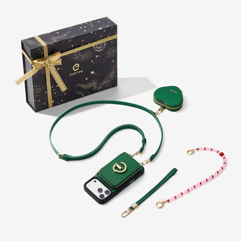 Starlight Gift Box- Morandi iPhone Case with Heart Airpods Pouch & Webbing Strap-Custype