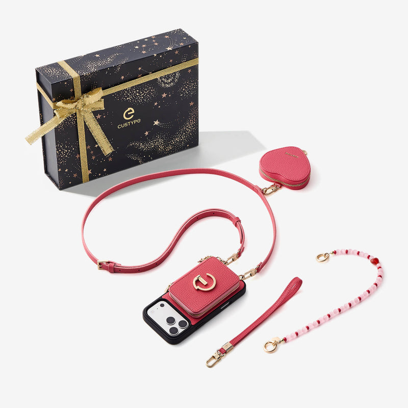 Starlight Gift Box- Morandi iPhone Case with Heart Airpods Pouch & Webbing Strap-Custype