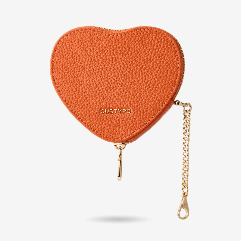 Orange heart-shaped pouch