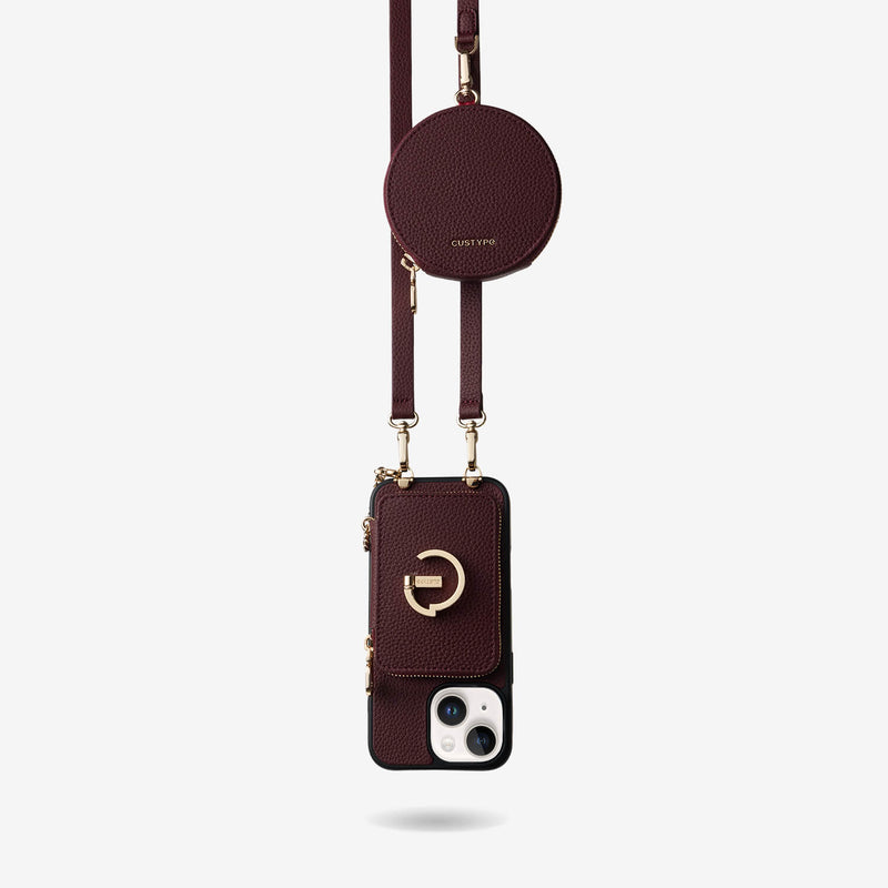 Original Design Set- Detachable Wireless Charging Crossbody Wallet Phone Case Round Pouch Set - iPhone 15 Plus