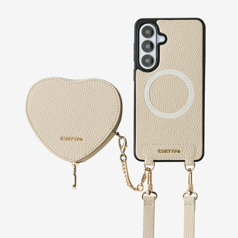 Heart Design Kit- Samsung Galaxy Detachable Wireless Charging Crossbody Wallet Phone Case Pouch Set - Samsung S25 Plus-Mobile Phone Cases-Custype
