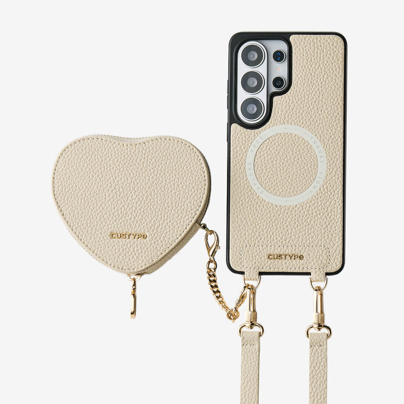 Heart Design Kit- Samsung Galaxy Detachable Wireless Charging Crossbody Wallet Phone Case Pouch Set - Samsung S25 Ultra-Mobile Phone Cases-Custype