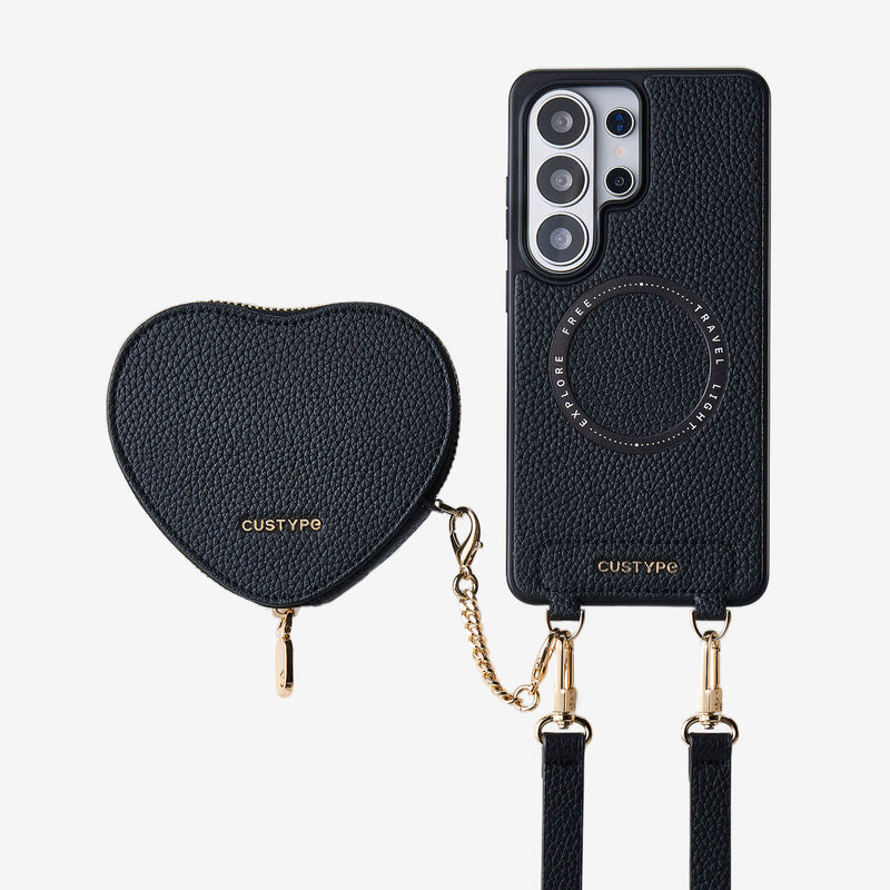 Heart Design Kit- Samsung Galaxy Detachable Wireless Charging Crossbody Wallet Phone Case Pouch Set - Samsung S25 Ultra-Mobile Phone Cases-Custype
