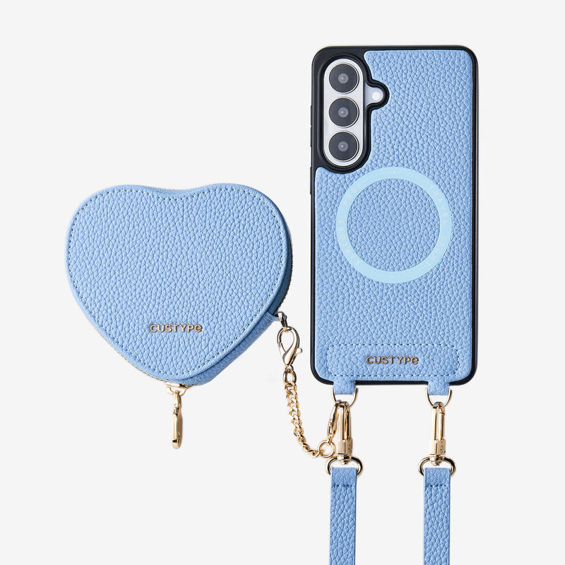 Heart Design Kit- Samsung Galaxy Detachable Wireless Charging Crossbody Wallet Phone Case Pouch Set - Samsung S25 Plus-Mobile Phone Cases-Custype