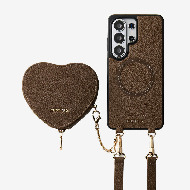 Heart Design Kit- Samsung Galaxy Detachable Wireless Charging Crossbody Wallet Phone Case Pouch Set - Samsung S25 Ultra-Mobile Phone Cases-Custype