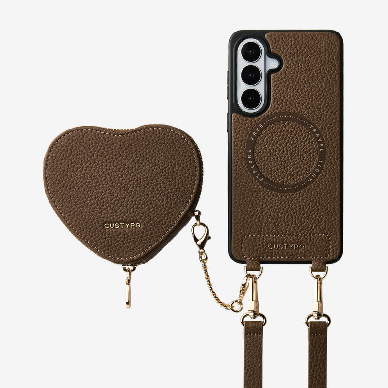 Heart Design Kit- Samsung Galaxy Detachable Wireless Charging Crossbody Wallet Phone Case Pouch Set - Samsung S25 Ultra-Mobile Phone Cases-Custype