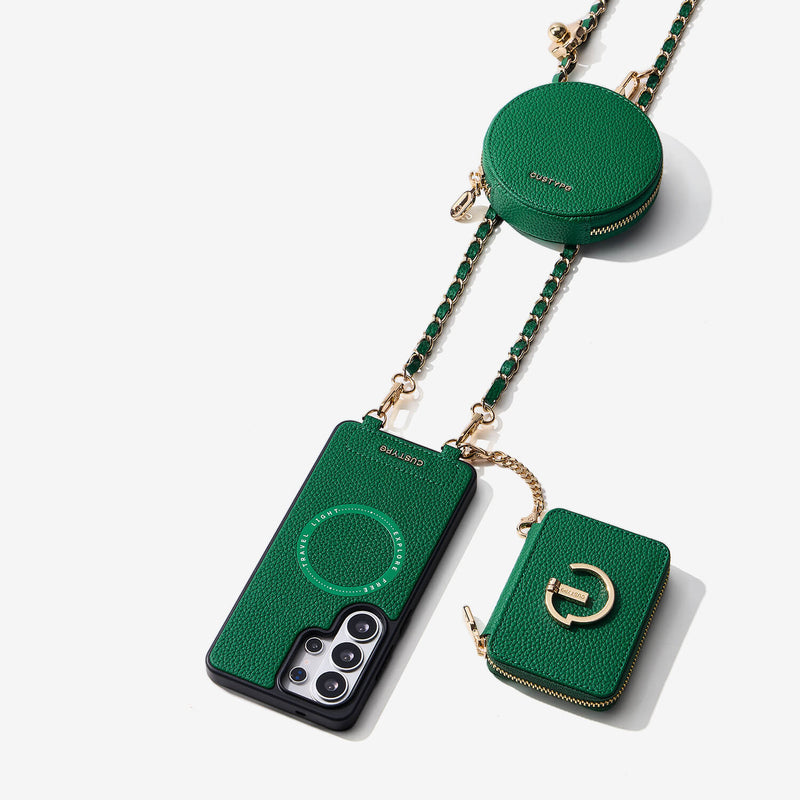 アルーアチェーン - Samsung Galaxy対応 マグネット式スマホケース（カード収納＆チェーン付き）