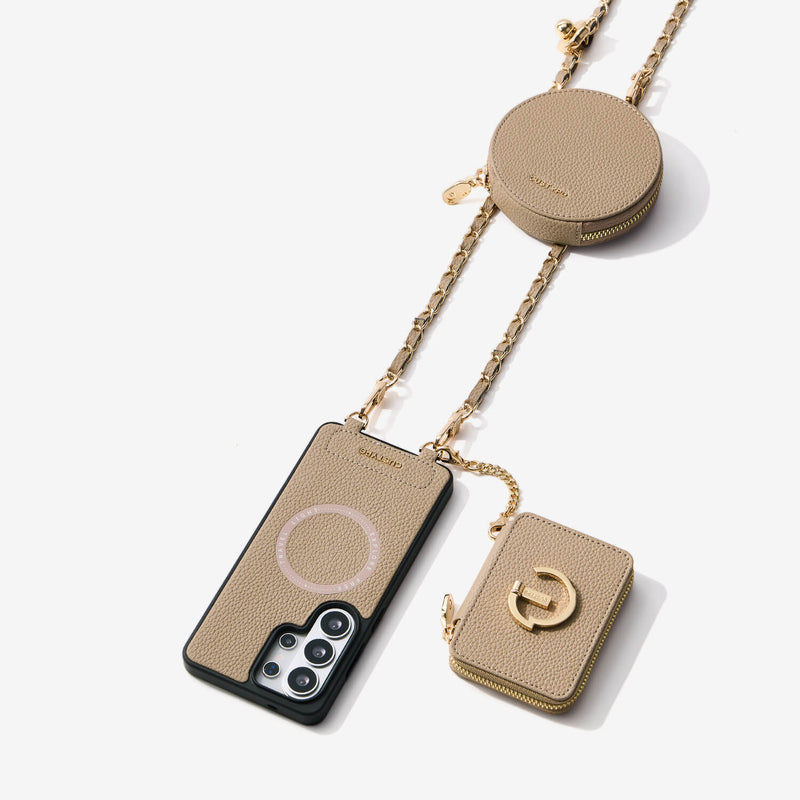 アルーアチェーン - Samsung Galaxy対応 マグネット式スマホケース（カード収納＆チェーン付き）
