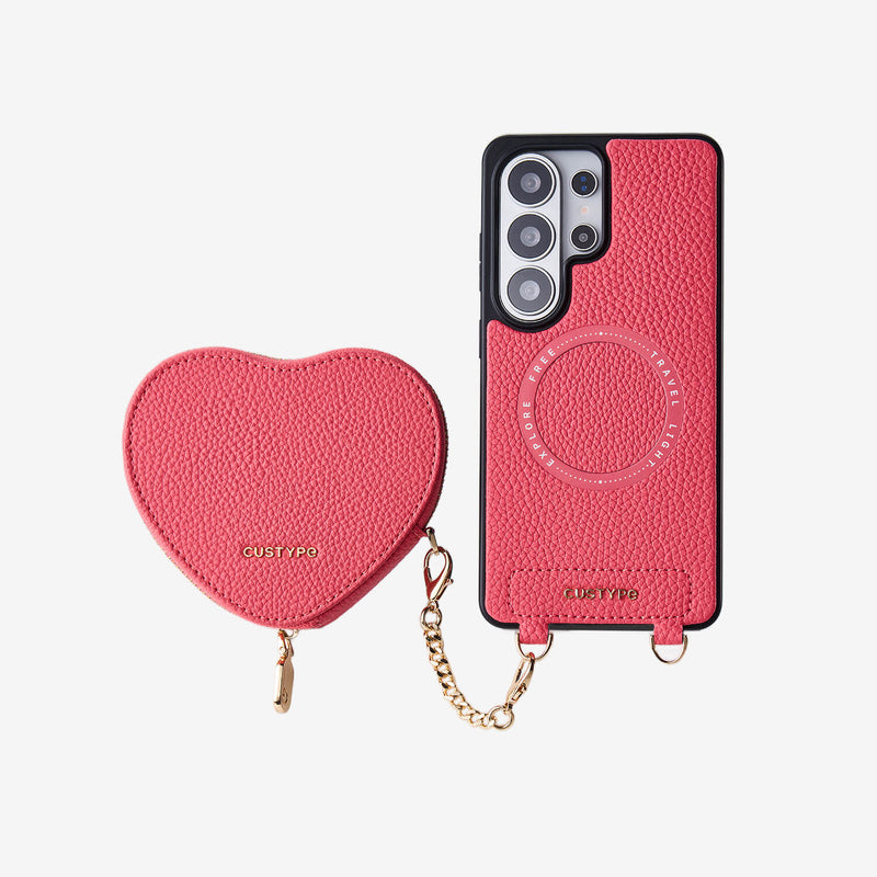 Heart Design Kit- Samsung Galaxy Wireless Charging Phone Case With Detachable Pouch-Mobile Phone Cases-Custype