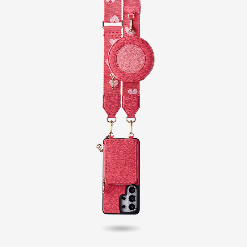 Unique Design Set- Samsung Galaxy Wireless Charging Webbing Crossbody Phone Case Round Pouch Set-Mobile Phone Cases-Custype