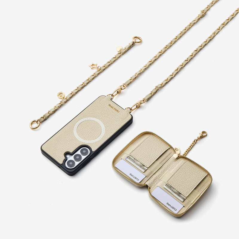 Allure Chain Series- Samsung Strap Wireless Charging Phone Case with Detachable Purse & Grip - Samsung S23 Plus-Mobile Phone Cases-Custype