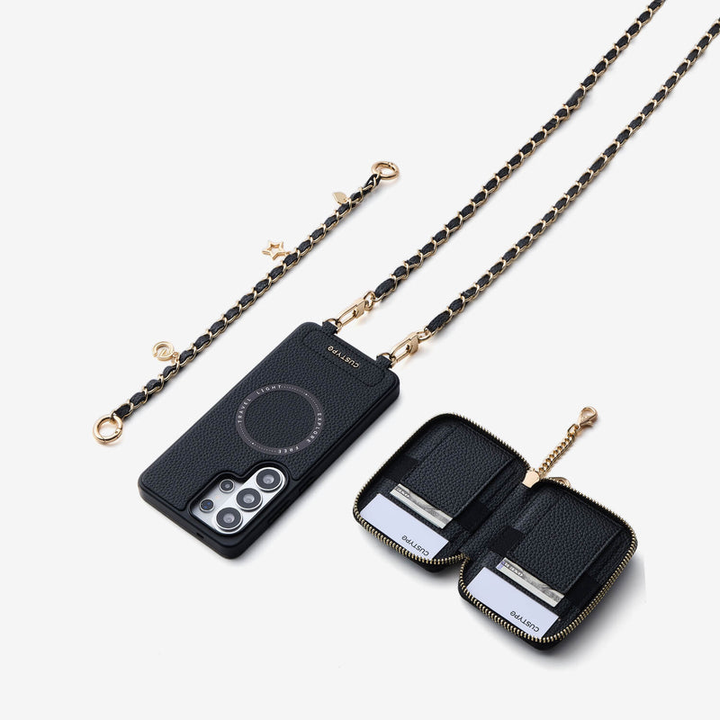 Allure Chain Series- Samsung Galaxy Magnetic Phone Case with Card Slots & Chain-Mobile Phone Cases-Custype