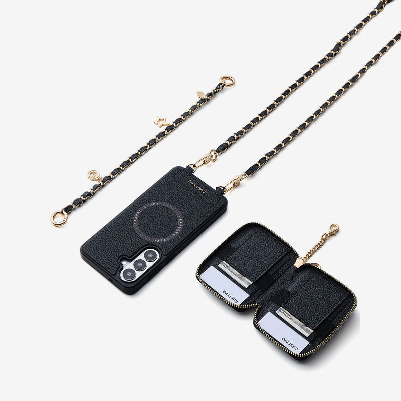 Allure Chain Series- Samsung Strap Wireless Charging Phone Case with Detachable Purse & Grip - Samsung S23 Plus-Mobile Phone Cases-Custype
