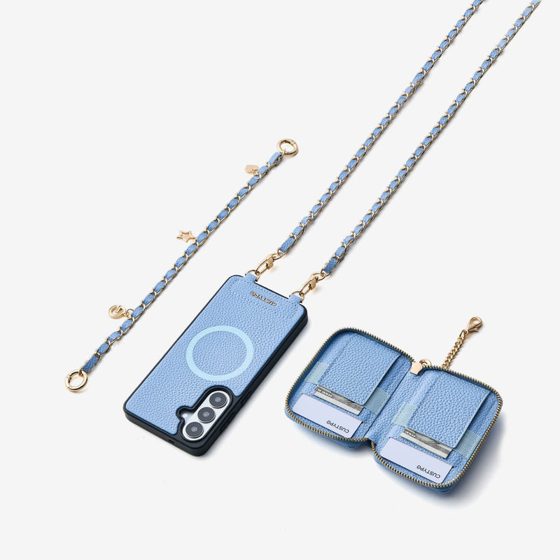 Allure Chain Series- Samsung Strap Wireless Charging Phone Case with Detachable Purse & Grip - Samsung S23 Plus-Mobile Phone Cases-Custype