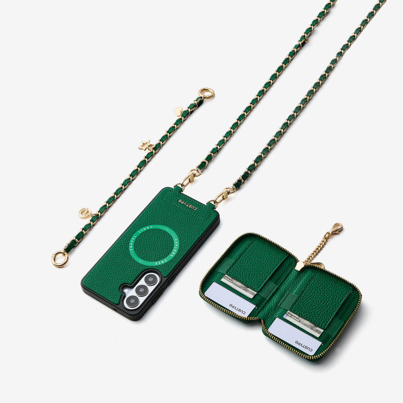 Allure Chain Series- Samsung Strap Wireless Charging Phone Case with Detachable Purse & Grip - Samsung S23 Plus-Mobile Phone Cases-Custype