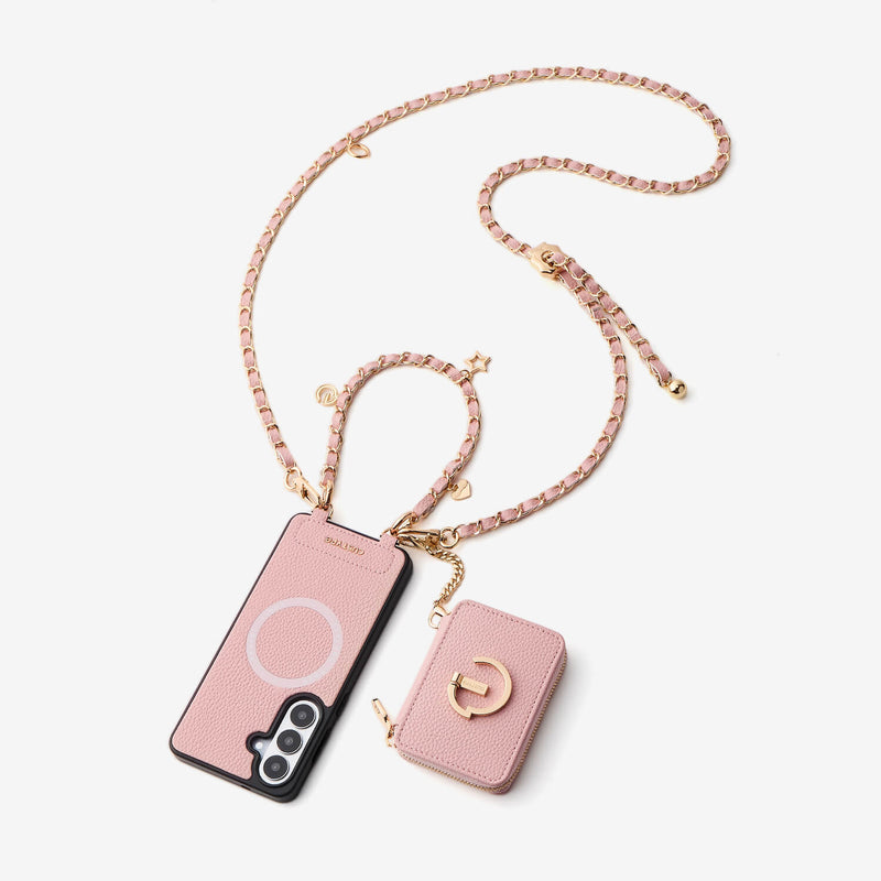 Allure Chain Series- Samsung Strap Wireless Charging Phone Case with Detachable Purse & Grip - Samsung S23 Plus-Mobile Phone Cases-Custype