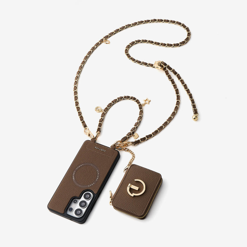 Allure Chain Series- Samsung Galaxy Magnetic Phone Case with Card Slots & Chain-Mobile Phone Cases-Custype