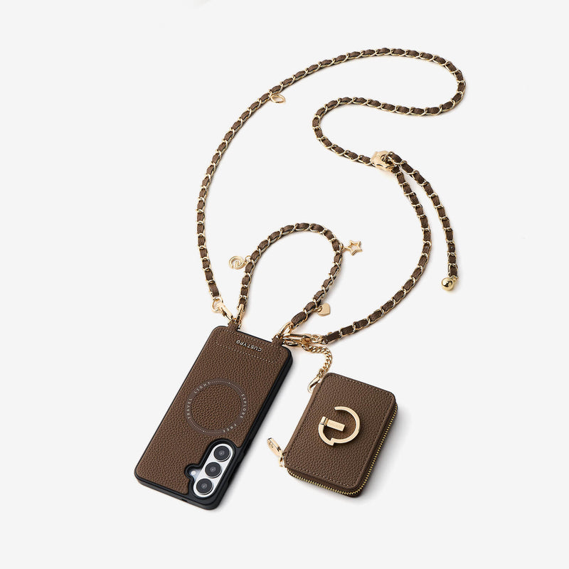 Allure Chain Series- Samsung Strap Wireless Charging Phone Case with Detachable Purse & Grip - Samsung S23 Plus-Mobile Phone Cases-Custype