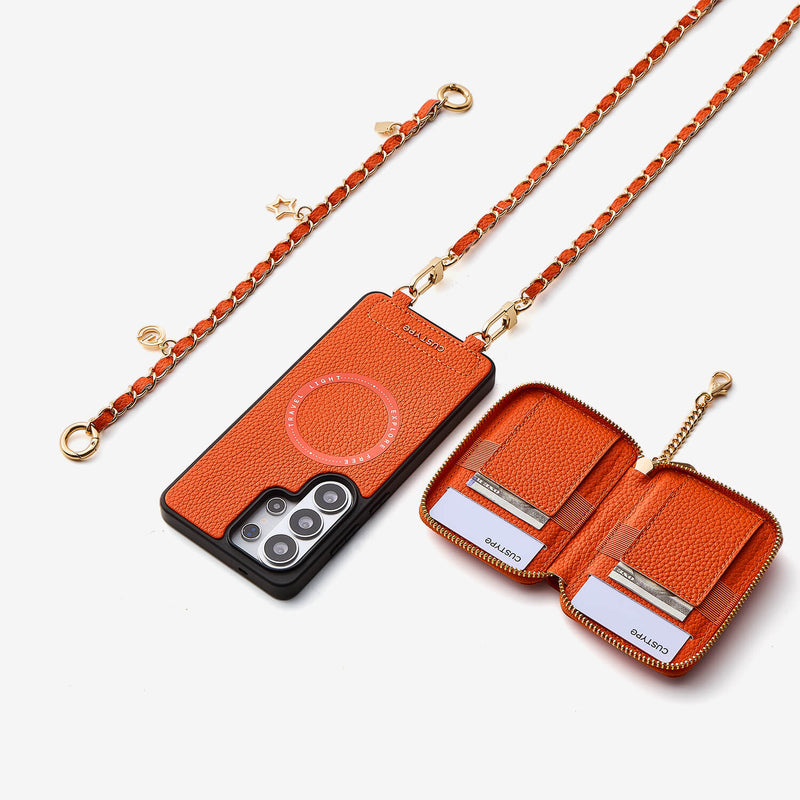 Allure Chain Series- Samsung Galaxy Magnetic Phone Case with Card Slots & Chain-Mobile Phone Cases-Custype