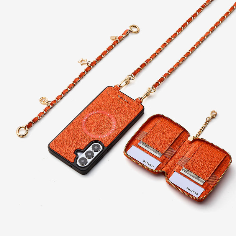 Allure Chain Series- Samsung Strap Wireless Charging Phone Case with Detachable Purse & Grip - Samsung S23 Plus-Mobile Phone Cases-Custype