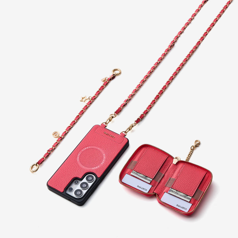 Allure Chain Series- Samsung Galaxy Magnetic Phone Case with Card Slots & Chain-Mobile Phone Cases-Custype