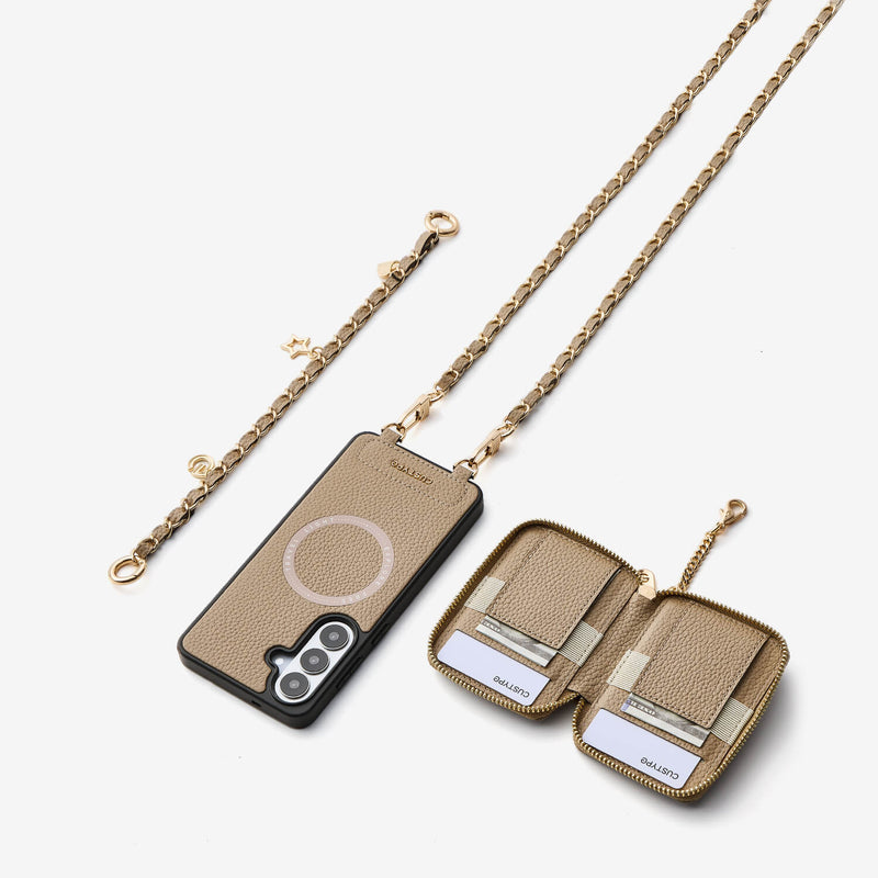 Allure Chain Series- Samsung Strap Wireless Charging Phone Case with Detachable Purse & Grip - Samsung S23 Plus-Mobile Phone Cases-Custype