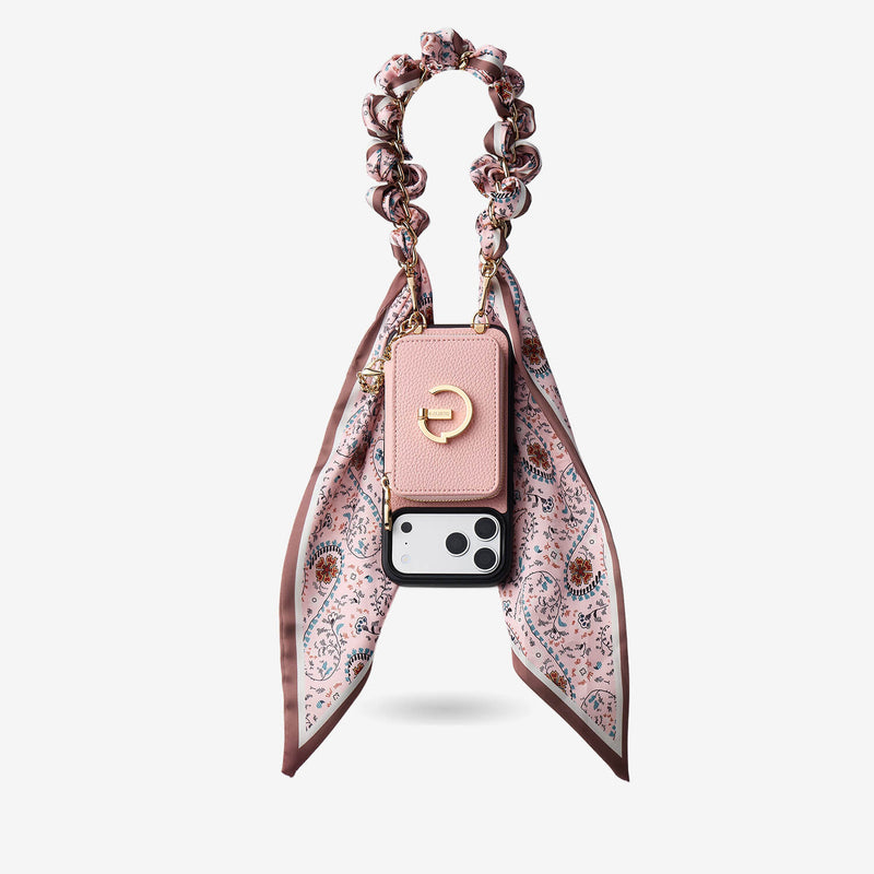 Silk Flair Set- Lychee Silk Wristlet Phone Case with Card Holder