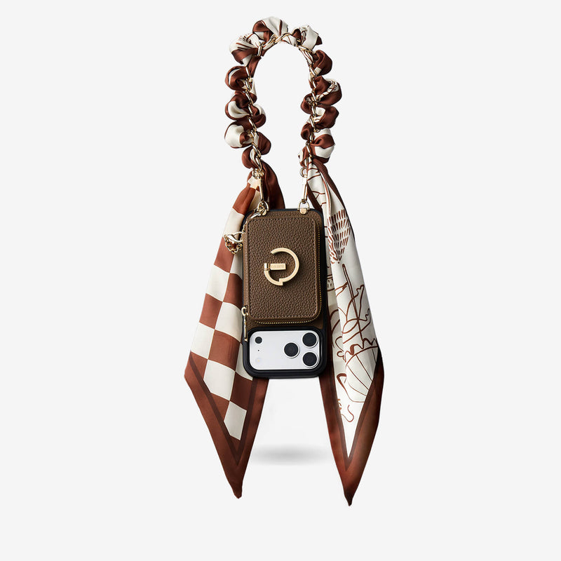 Silk Flair Set- Lychee Silk Wristlet Phone Case with Card Holder