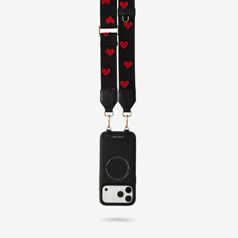 Black leather iPhone 17 pro max crossbody phone case with magnetic for travel
