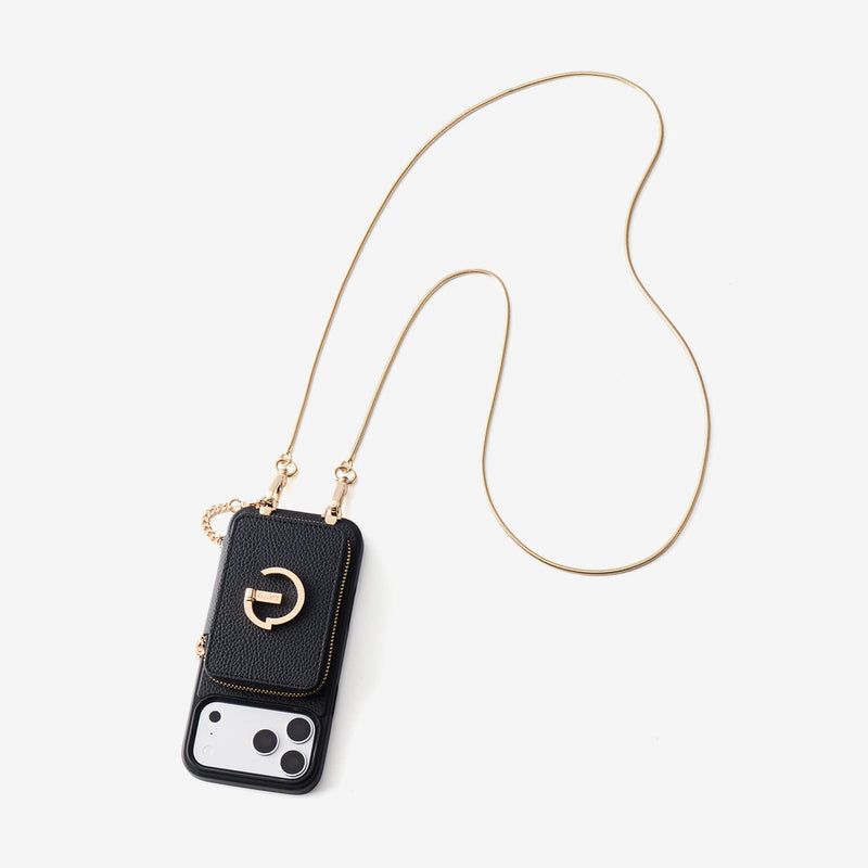 Slim Metal Chain- Removable Magnetic Wallet Phone Case with Strap