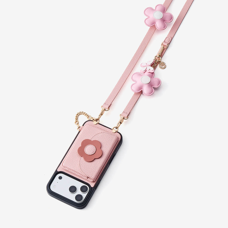 Bloom Pal- Slim Wallet Phone Case with Flower Charm & Strap-Mobile Phone Cases-Custype