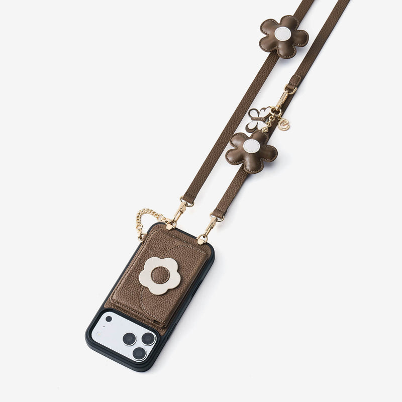 Bloom Pal- Slim Wallet Phone Case with Flower Charm & Strap-Mobile Phone Cases-Custype