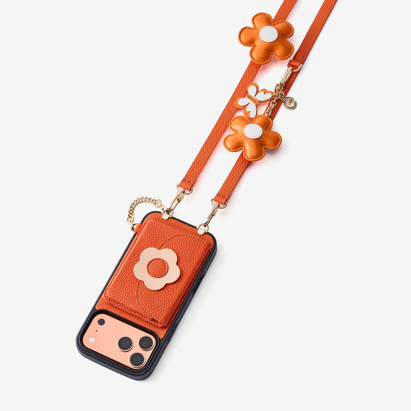 Bloom Pal- Slim Wallet Phone Case with Flower Charm & Strap-Mobile Phone Cases-Custype