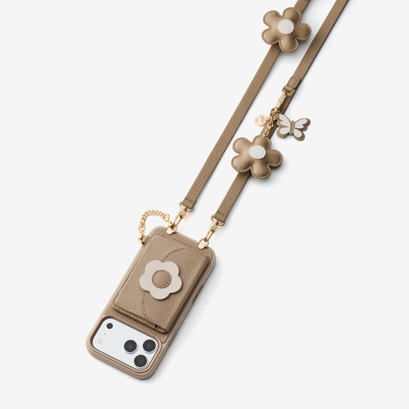 Bloom Pal- Slim Wallet Phone Case with Flower Charm & Strap-Mobile Phone Cases-Custype
