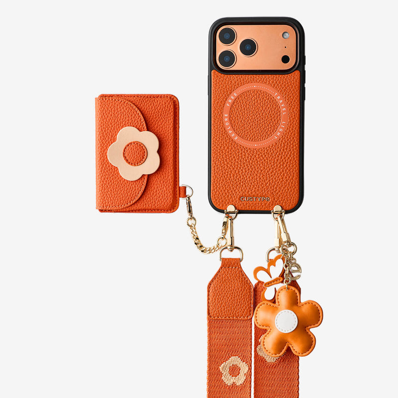 Orange flower phone case with magsafe