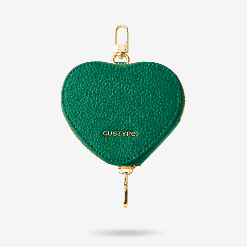 Heart Airpod Pouch with Zipper-AirPods case-Lychee Pattern Leather Mini Zip Pouch