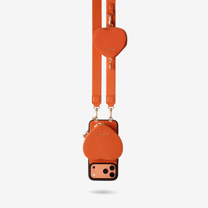 Orange
iPhone 18 Pro Max Detachable crossbody wallet phone case
with MagSafe heart pouch
for walking
