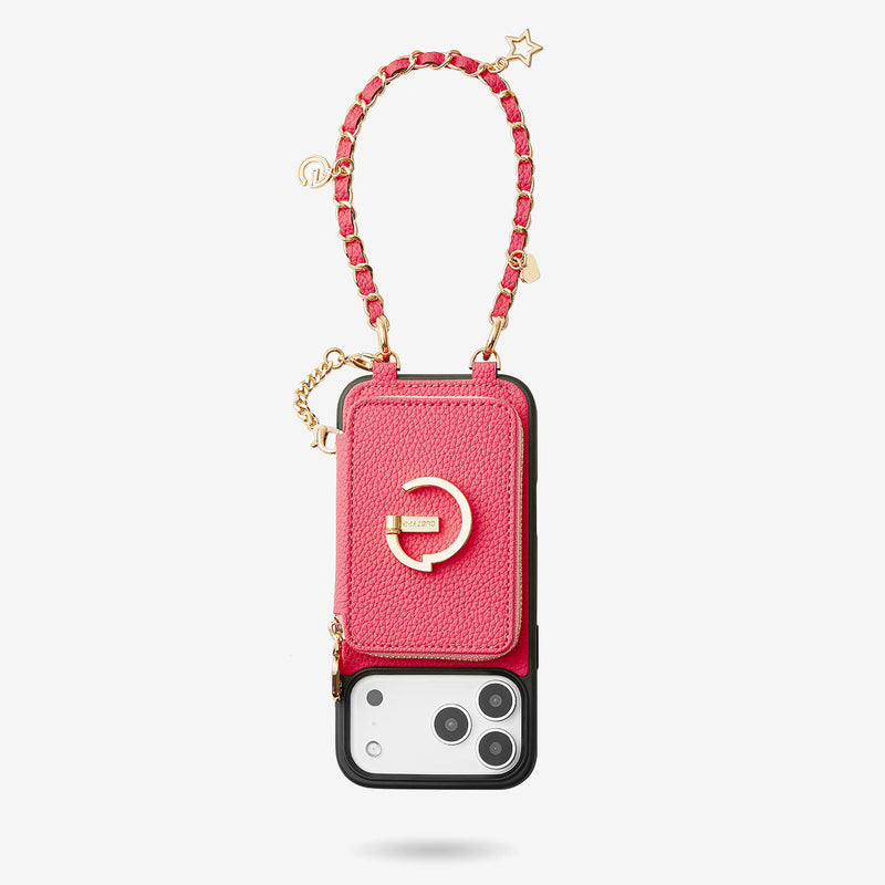 Allure Chain Series- Lanyard Magnetic Wallet Phone Case with Finger Holder-Mobile Phone Cases-DETACHABLE WALLET & WIRELESS CHARGING