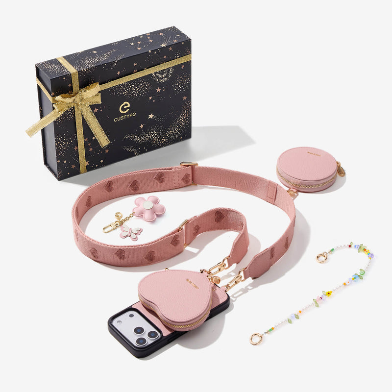 Starlight Gift Box- iPhone Webbing Crossbody Case with Heart Pouch-Custype