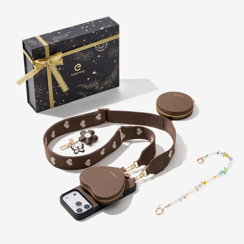 Starlight Gift Box- iPhone Webbing Crossbody Case with Heart Pouch-Custype
