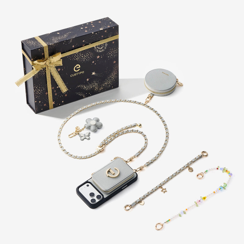 Starlight Gift Box- Morandi Phone Case with Shoulder Chain & Wallet-Custype