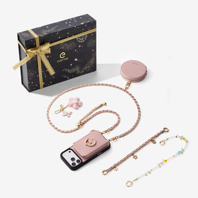 Starlight Gift Box- Morandi Phone Case with Shoulder Chain & Wallet-Custype