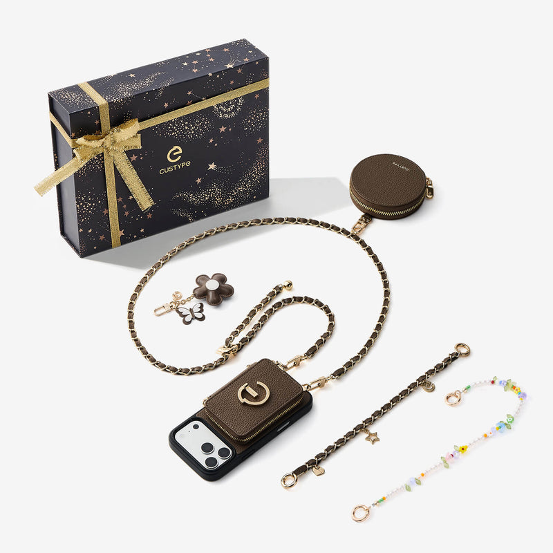 Starlight Gift Box- Morandi Phone Case with Shoulder Chain & Wallet-Custype