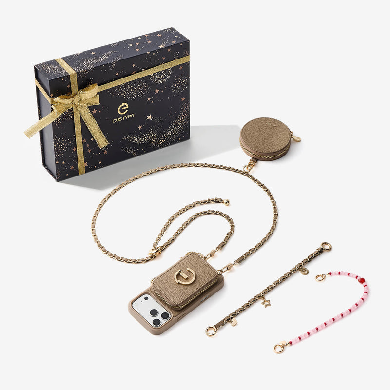 Starlight Gift Box- Morandi Phone Case with Shoulder Chain & Wallet-Custype