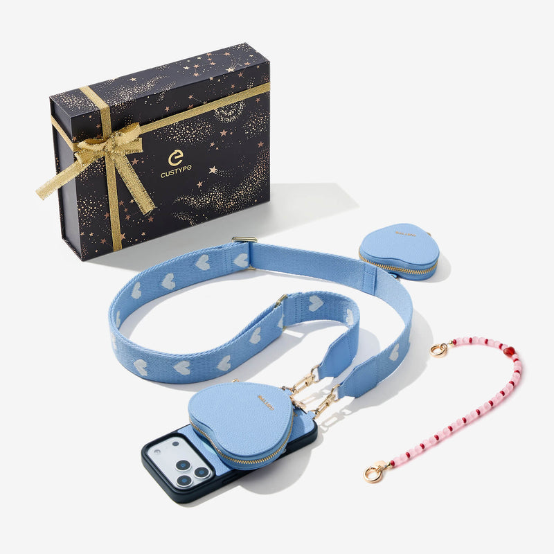 Starlight Gift Box- Webbing Crossbody Phone Case with Heart Airpods Pouch-Custype