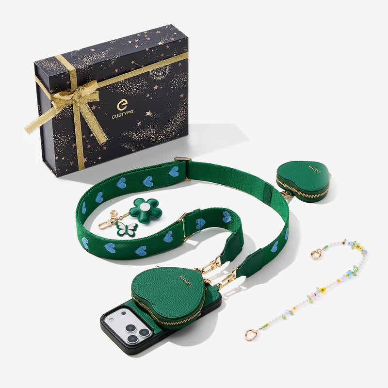Starlight Gift Box- Webbing Crossbody Phone Case with Heart Airpods Pouch-Custype